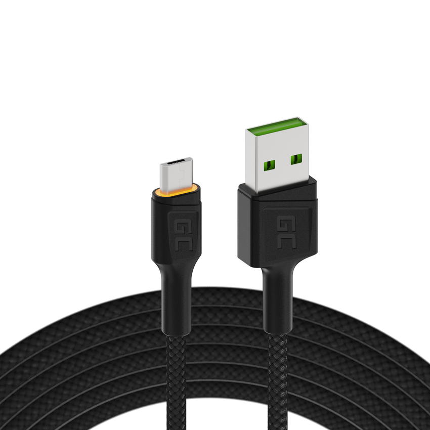 Green Cell kabel Ray USB-A - microUSB Orange LED 200cm with support za Ultra Charge QC3.0 fast charging (KABGC11)